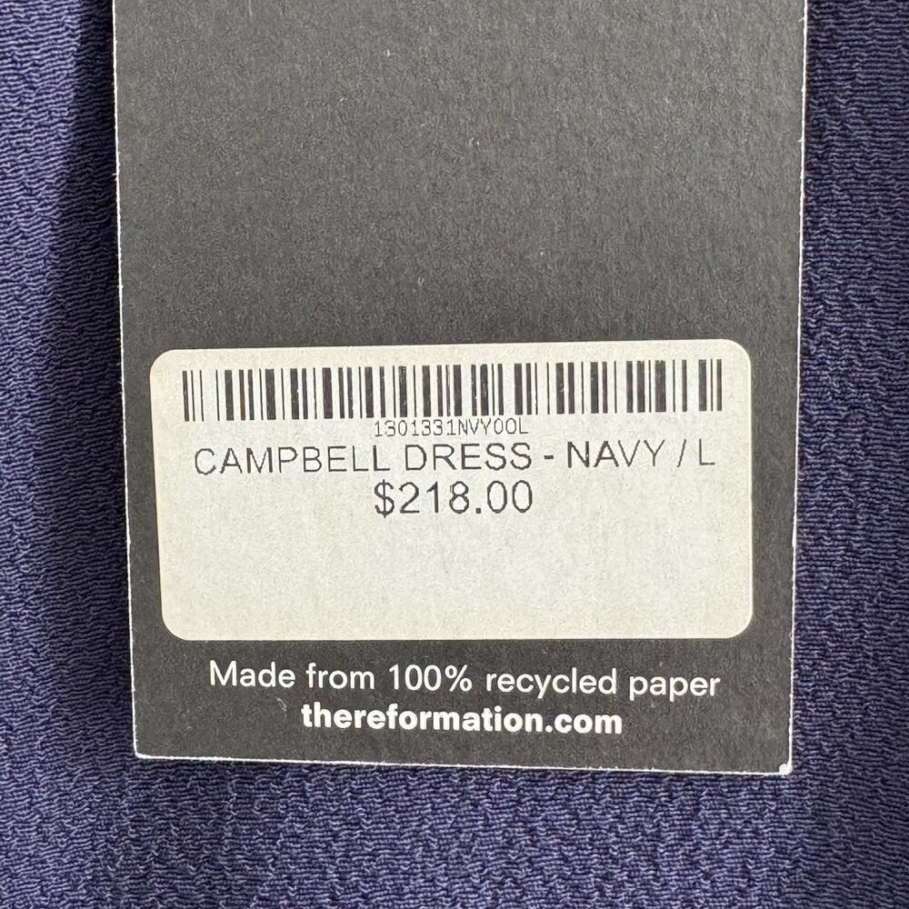 Brand New Reformation Navy Wrap Tie Campbell Dress L $218 NWT Party - Picture 5 of 10